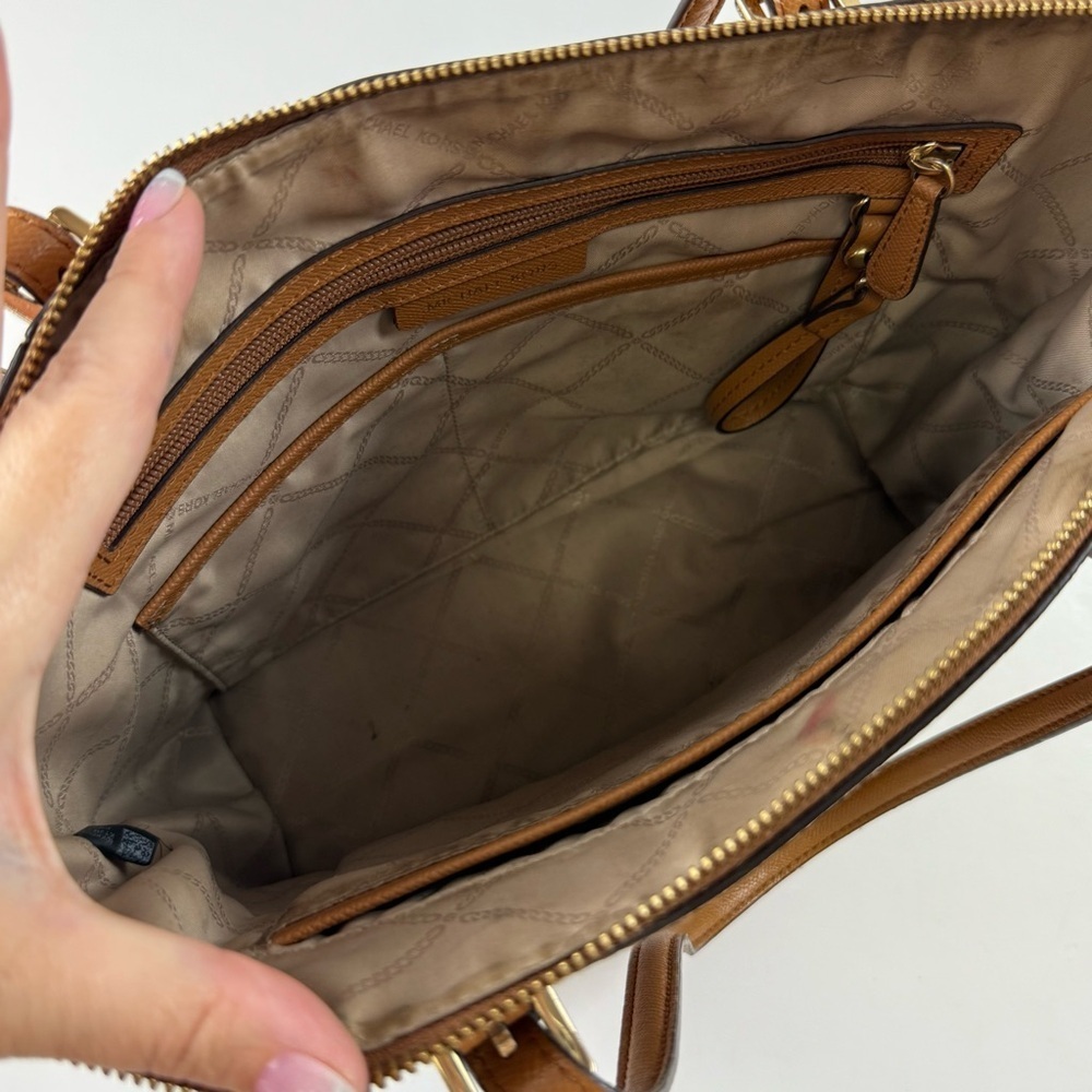 Michael Kors Purse Womens Large Brown Saffiano Leather Tote Bag - Picture 8 of 13